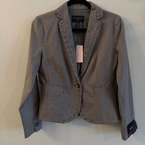 Banana Republic Factory Blazer Women’s Gray Size 6P Petite Pleated Lapel Lined